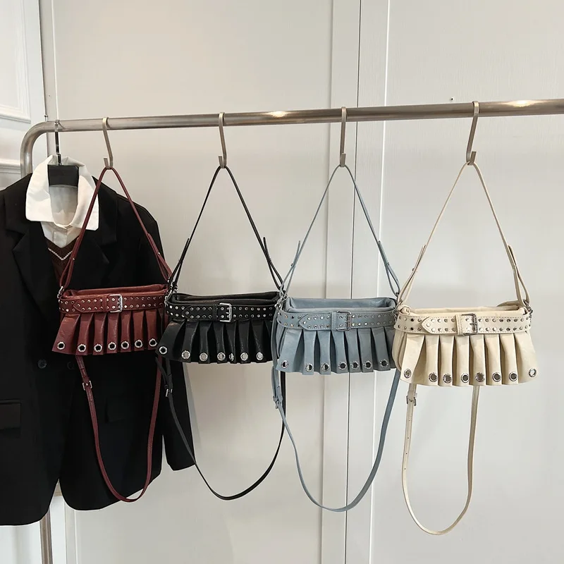 Retro Punk Underarm Bag for Women Crossbody Stylish Shoulder Handbag Trendy Commuting PU Leather Fashion Armpit Bag - Image 4