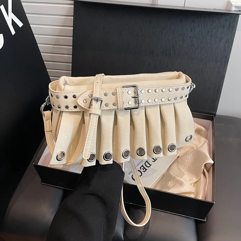 Retro Punk Underarm Bag for Women Crossbody Stylish Shoulder Handbag Trendy Commuting PU Leather Fashion Armpit Bag - Image 2