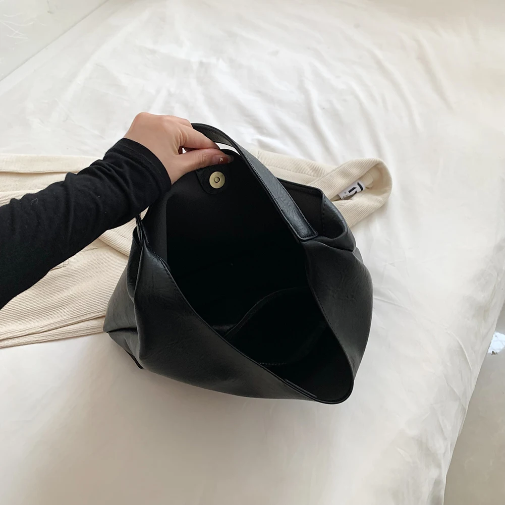 Retro Trendy Underarm Bag Soft PU Leather Casual Shoulder Purse with Purse Ladies Hobo Bag with Hasp Closure for Women and Girls - Image 4