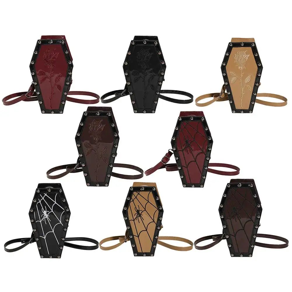 Women Coffin Satchel Purse Strap Adjustable Gothic Coin Purse Novelty Casual Satchel Bag Spider Coffin Bag Halloween Sling Purse - Image 4